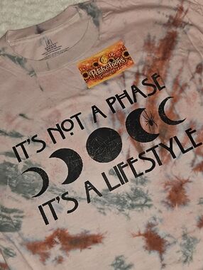 George Pink Tie-Dye Short Sleeve Tee with Black Moon Print